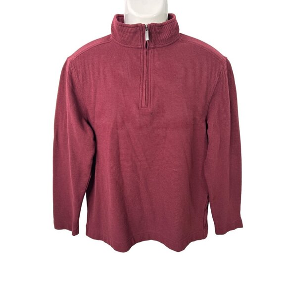 Van Heusen Men's Quarter-Zip Pullover Sweater Maroon Ribbed Knit‎ Size Medium - Picture 1 of 8
